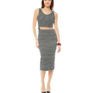 ZARA Women's striped pencil dress Knot‎ Black White Cocktail Asymmetric Summer